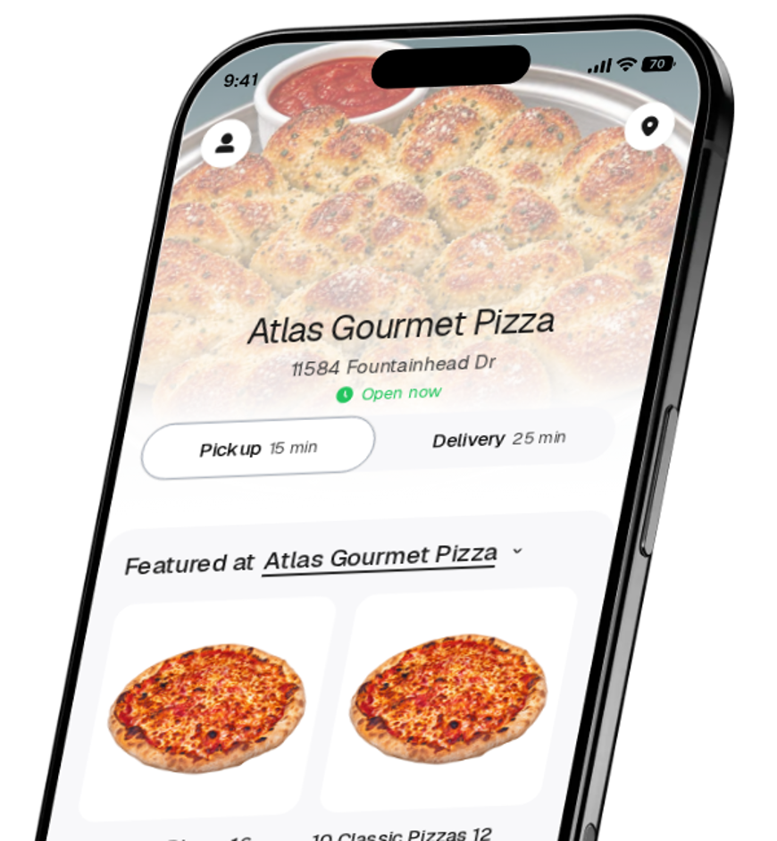 Atlas Gourmet Pizza app preview