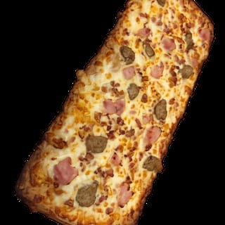 Bacon Sausage Ham Egg and Cheese Flatbread