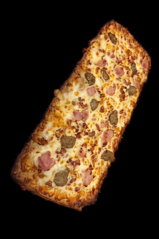 Bacon Sausage Ham Egg and Cheese Flatbread.