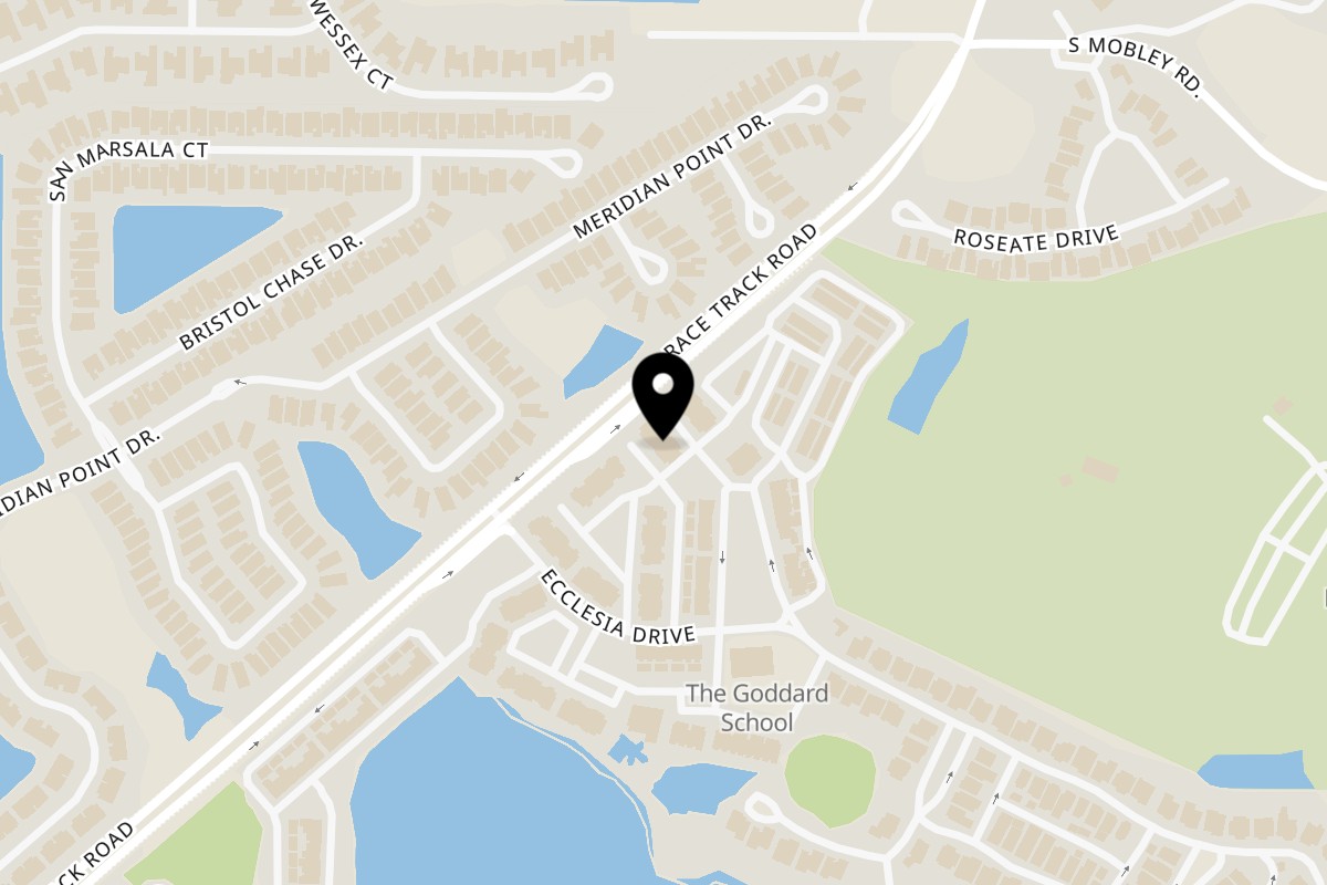 Map showing the location of Atlas Gourmet Pizza on 11584 Fountainhead Dr in Westchase